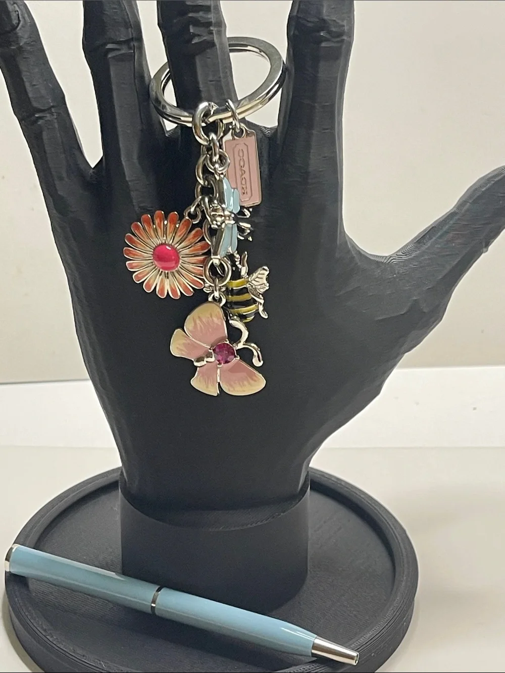 Coach Charm Keychain with Floral, Bee & Butterfly Charms and Coach Pen - Picture 6 of 6